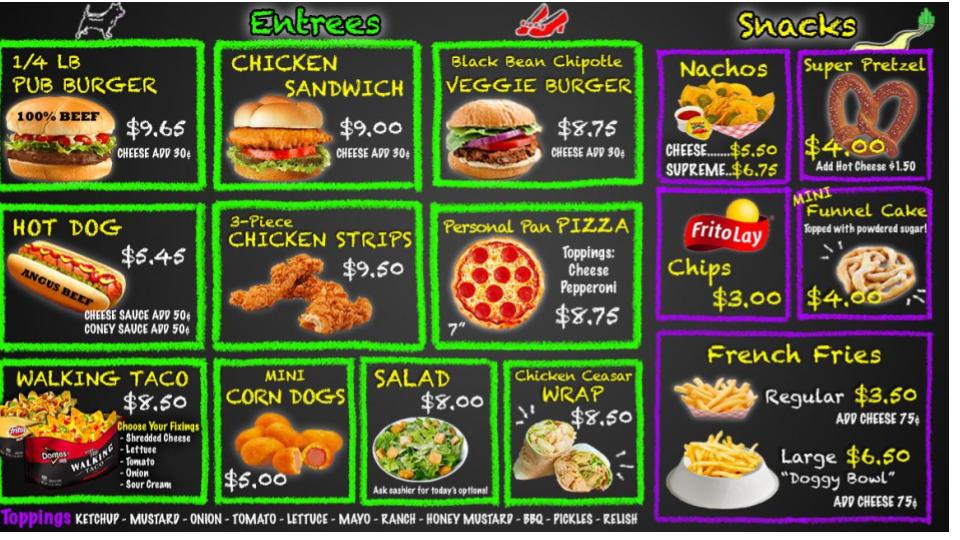 1 Food & Drink Options Sluggers & Putters